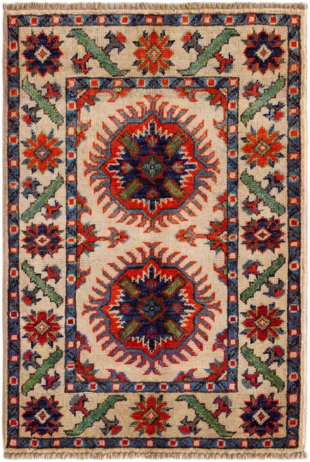 Detailansicht von 60cm x 90cm Handgeknüpft Kazak Teppich