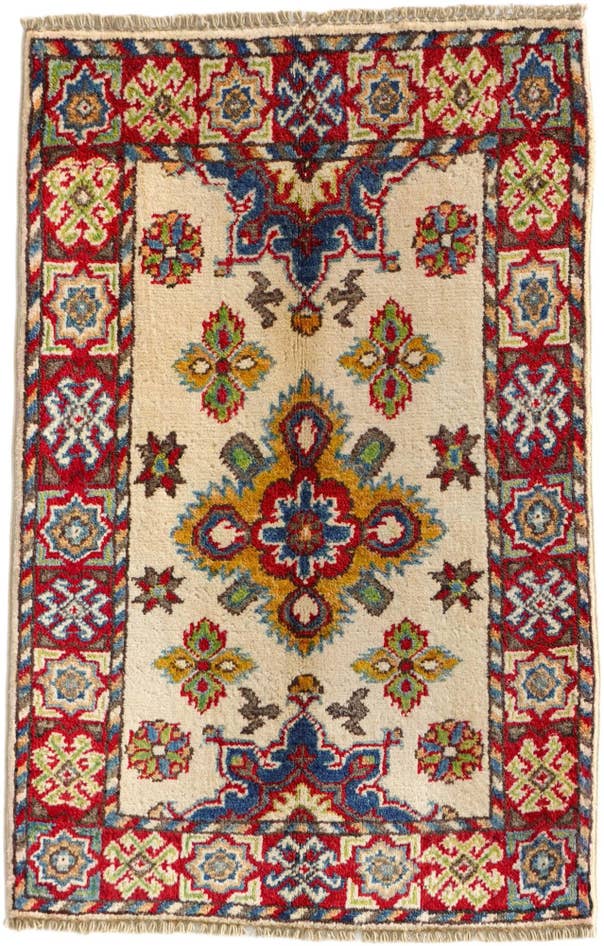 Vue détaillée : 60cm x 90cm Noué main Kazak Tapis