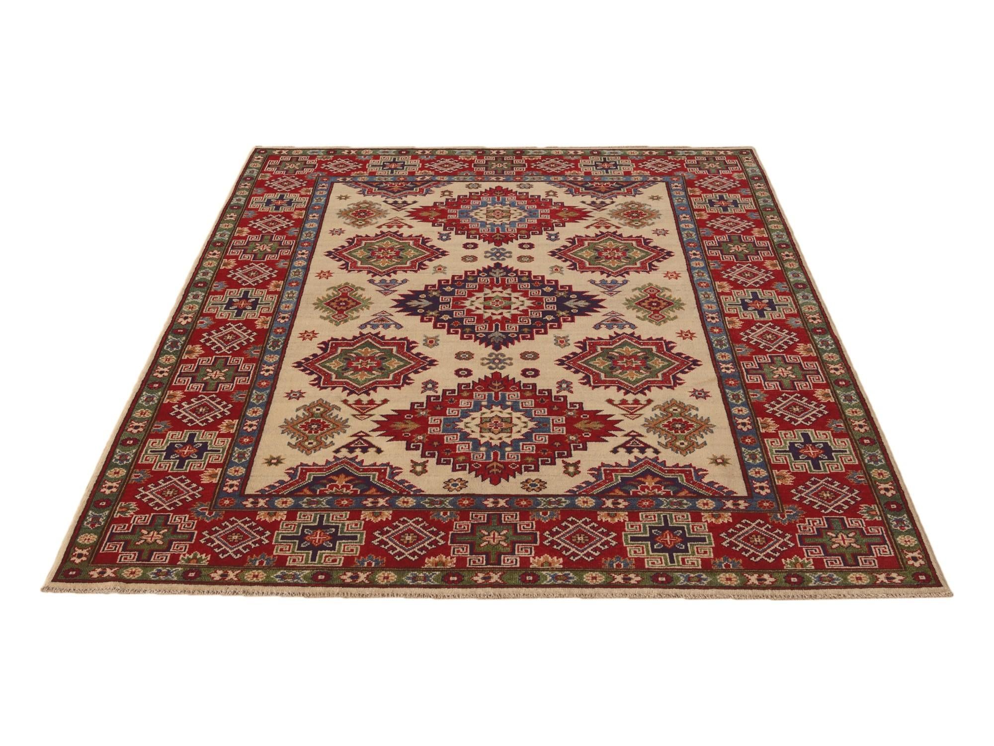 5' 9 x 8' 1 Hand Knotted Kazak Rug