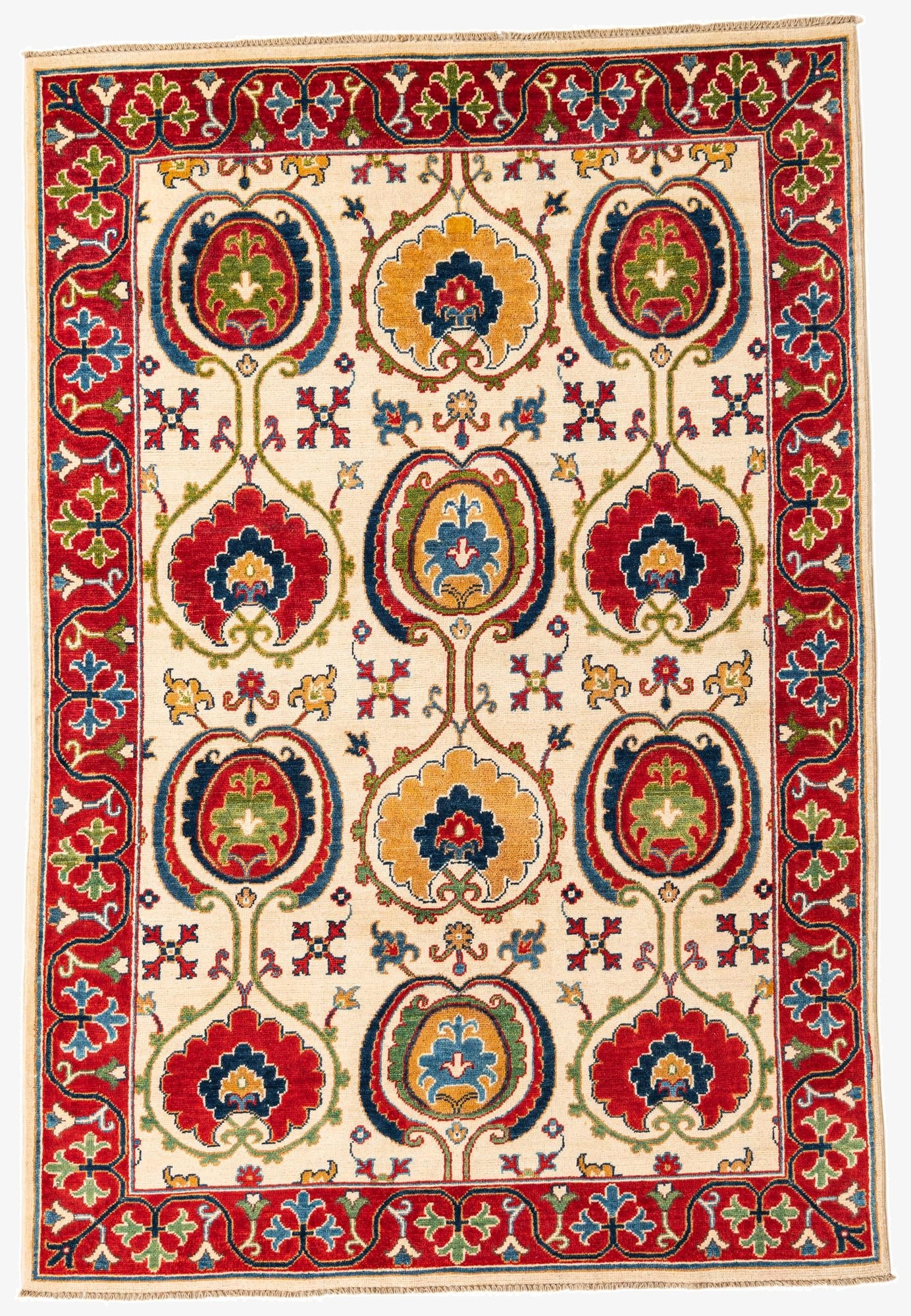 4' 10 x 7' 3  Hand Knotted Kazak Rug