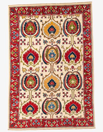 4' 10 x 7' 3 Hand Knotted Kazak Rug