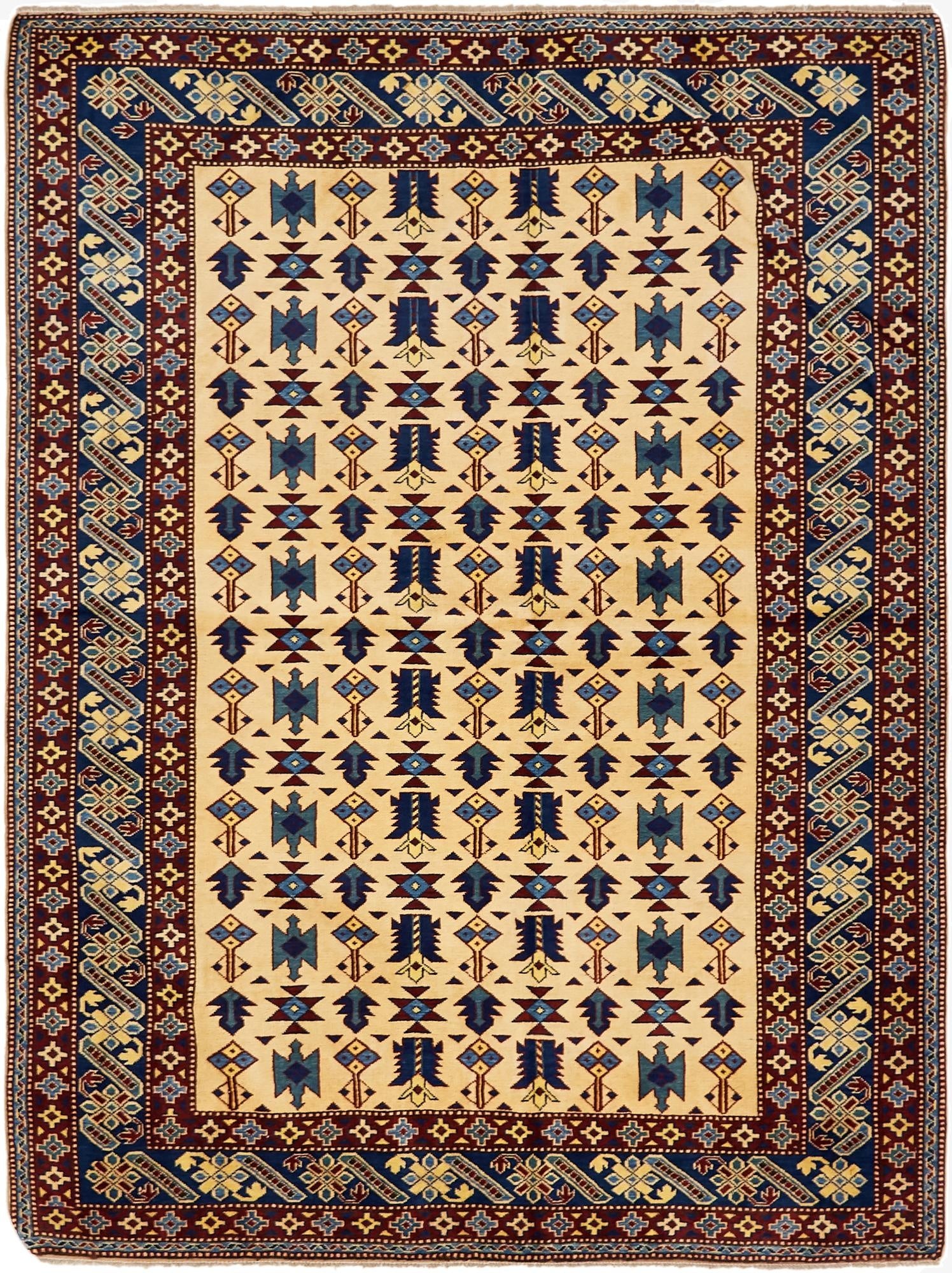 5' 3 x 7'  Hand Knotted Kazak Oriental Wool Rug