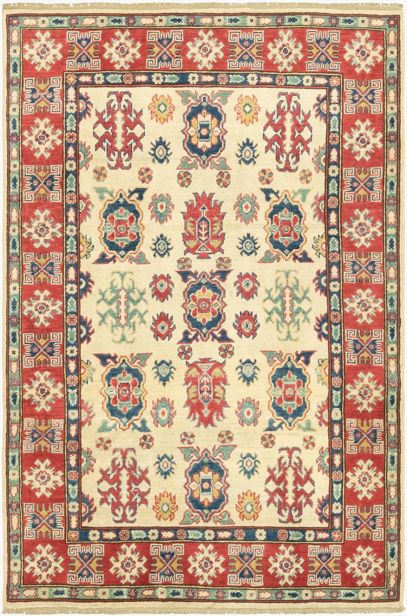 4' 2 x 6' 2  Hand Knotted Kazak Rug