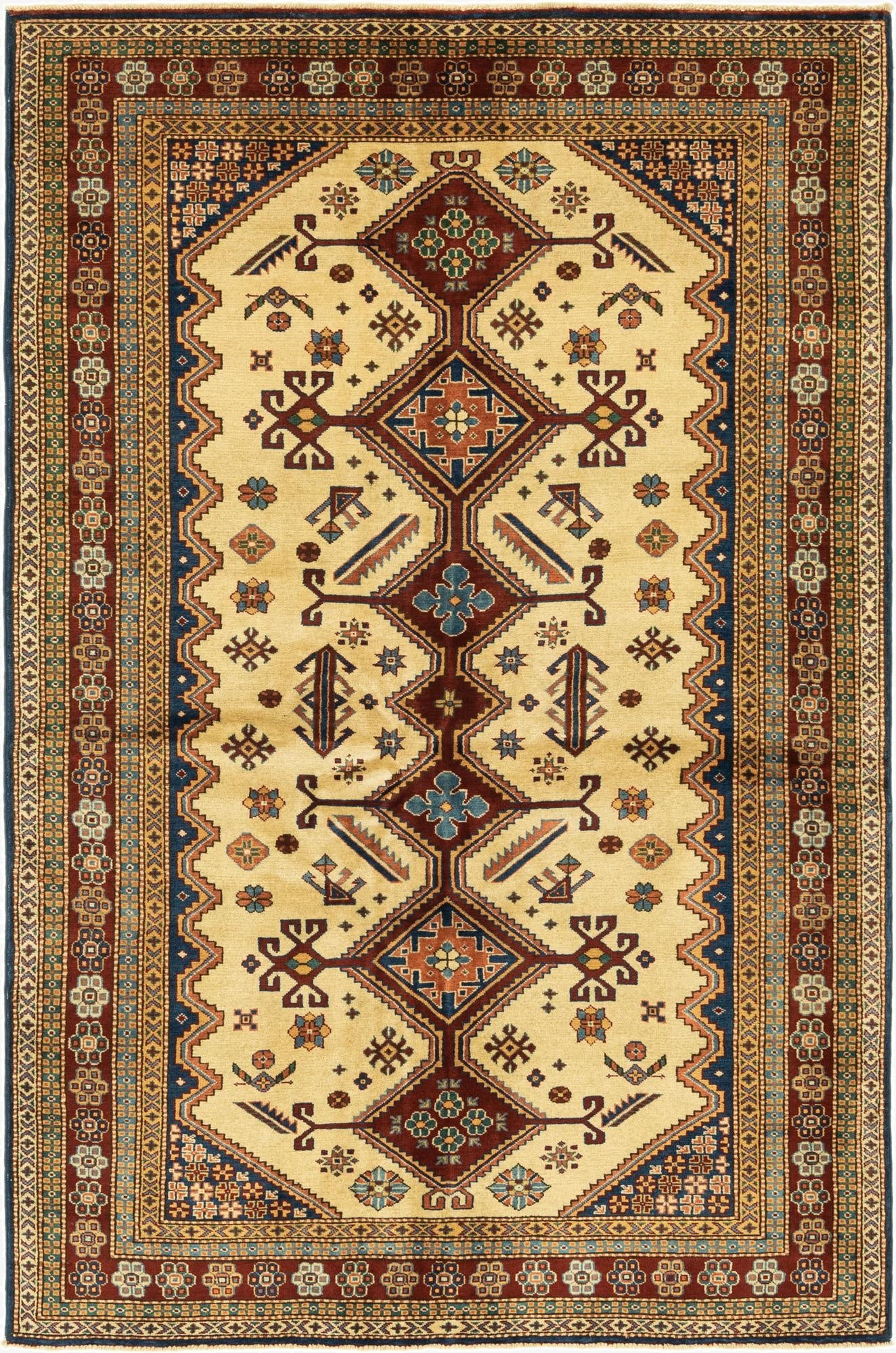 4' 9 x 7' 5  Hand Knotted Kazak Oriental Rug