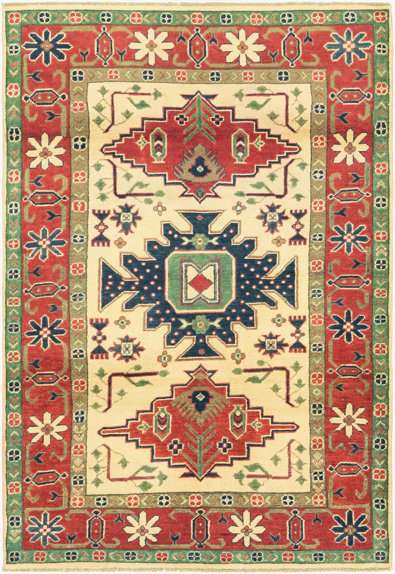 4' x 6'  Hand Knotted Kazak Rug