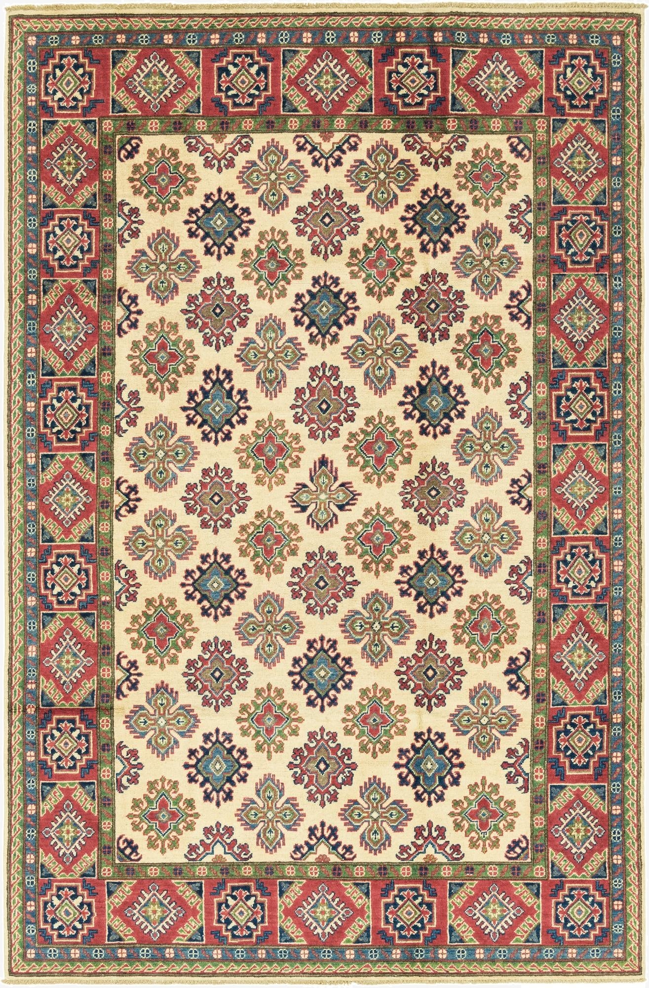 6' 2 x 9' 6  Hand Knotted Kazak Rug