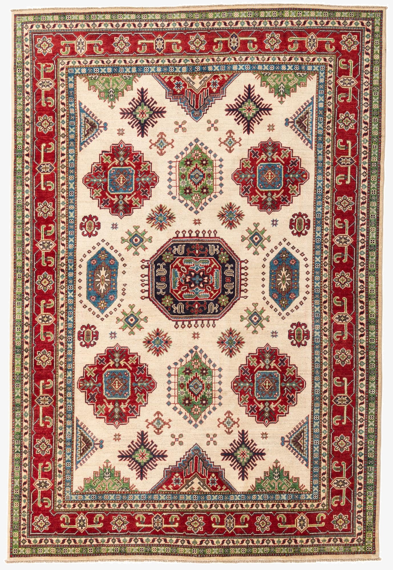 6' 7 x 9' 9  Hand Knotted Kazak Rug