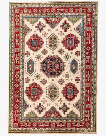 6' 7 x 9' 9 Hand Knotted Kazak Rug