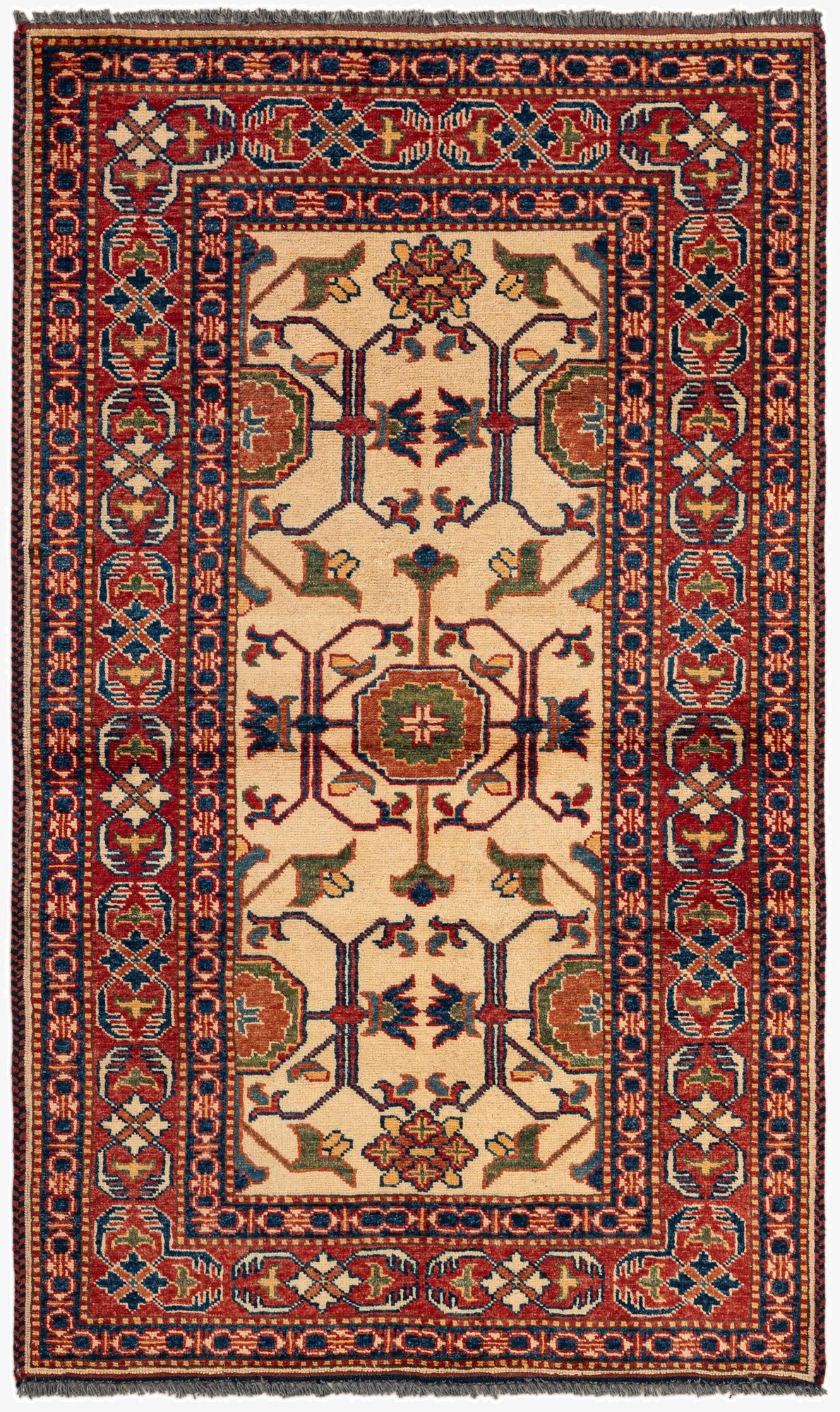 3' x 4' 11  Hand Knotted Kazak Wool Rug