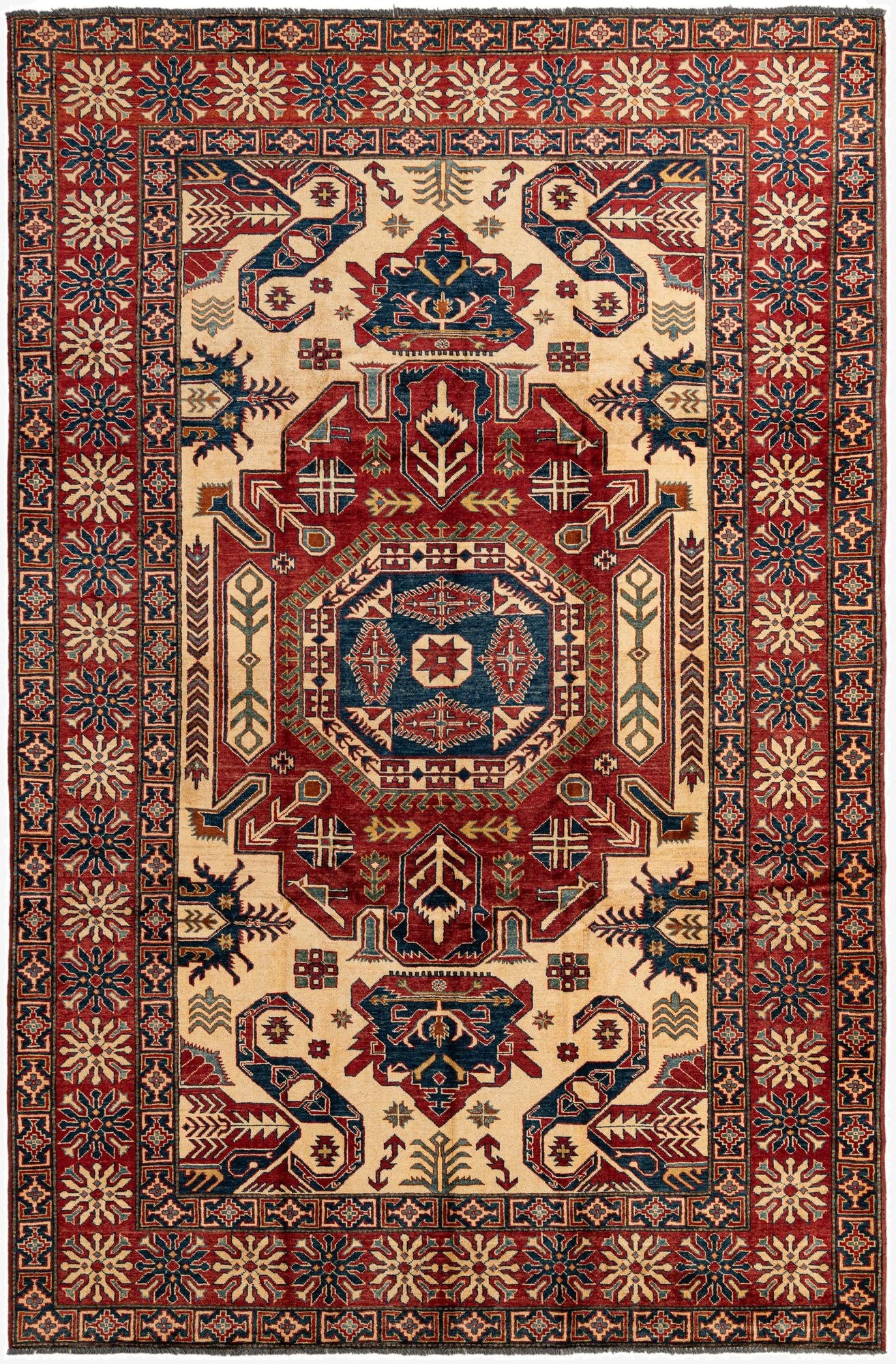 7' 1 x 10' 10  Hand Knotted Kazak Wool Rug