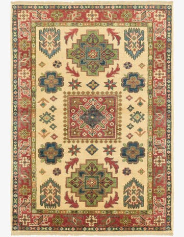 3' 4 x 4' 10 Hand Knotted Kazak Rug
