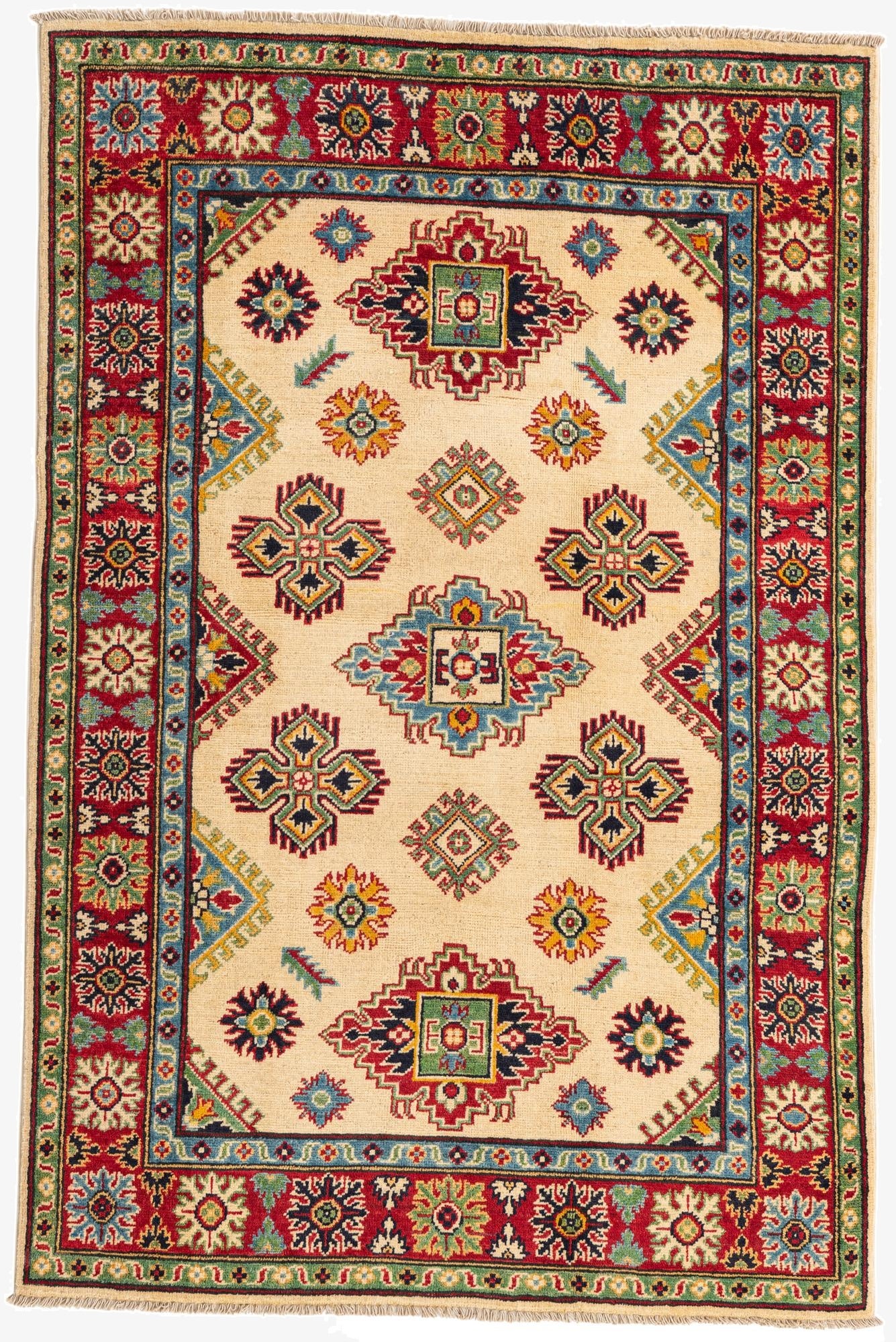 4' x 6' 1  Hand Knotted Kazak Rug