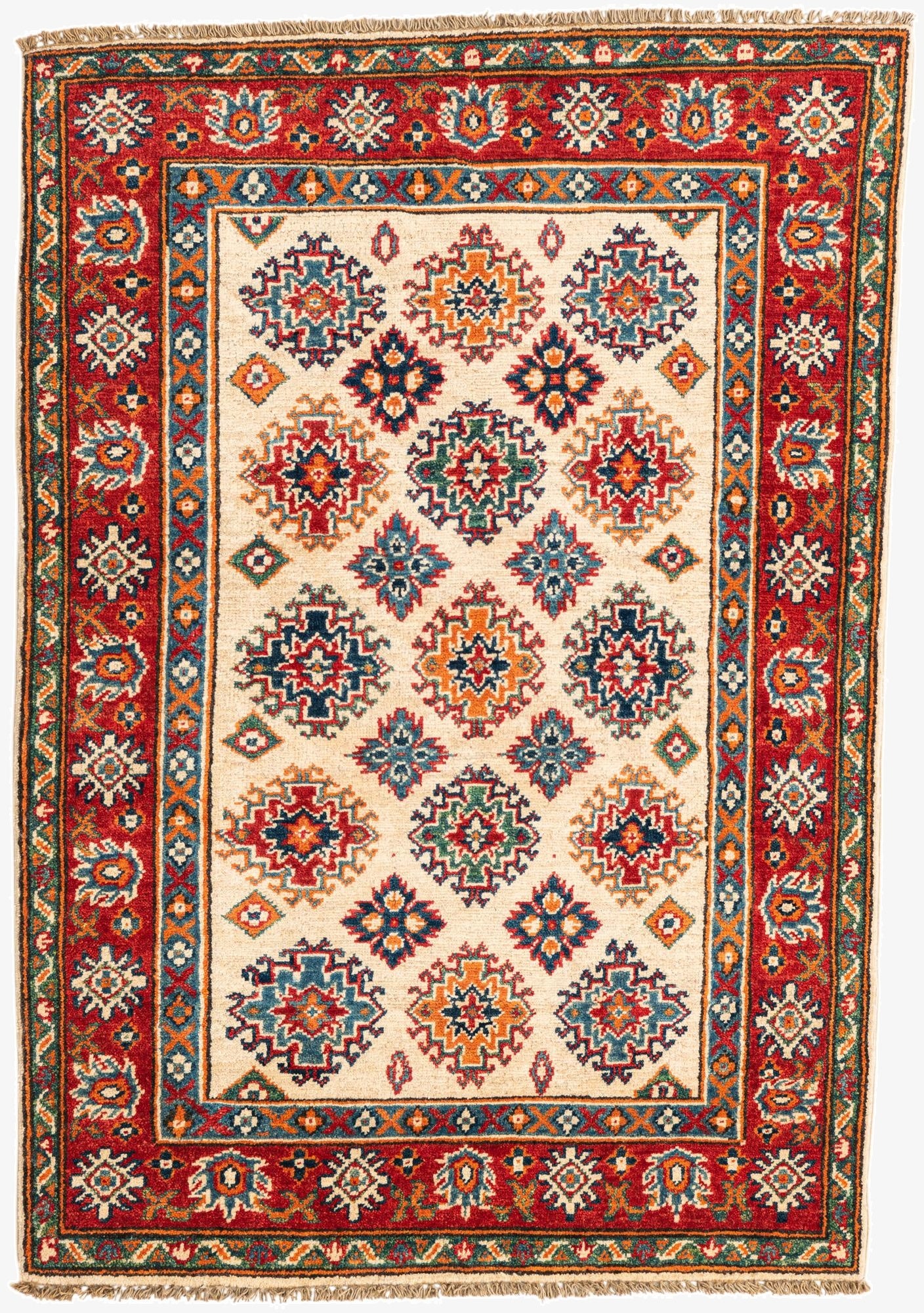 3' 4 x 4' 10  Hand Knotted Kazak Rug