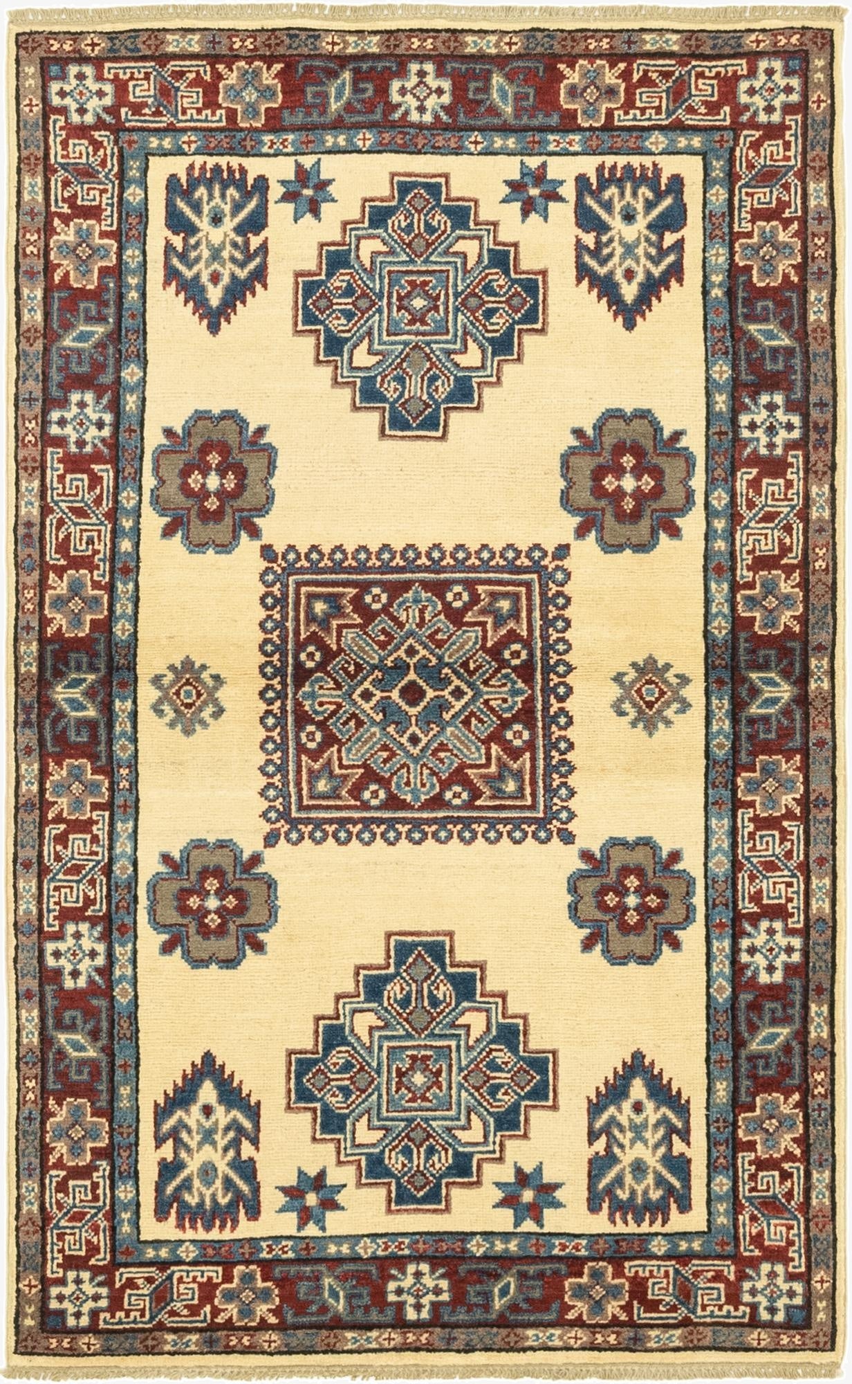 3' 2 x 5' 2  Hand Knotted Kazak Rug