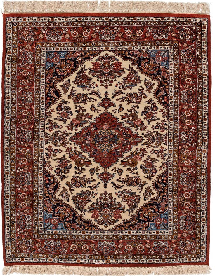 Detail image of 4' 3 x 6' 5 Hand Knotted Kerman Oriental Wool Rug