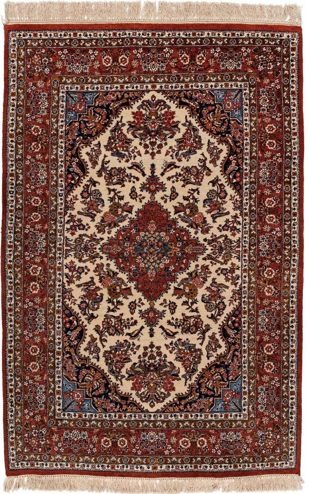 4' 3 x 6' 5 Hand Knotted Kerman Oriental Wool Rug