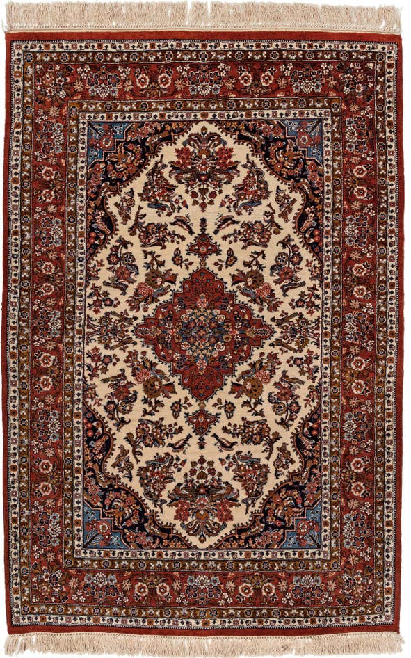 Detail image of 4' 3 x 6' 5 Hand Knotted Kerman Oriental Wool Rug