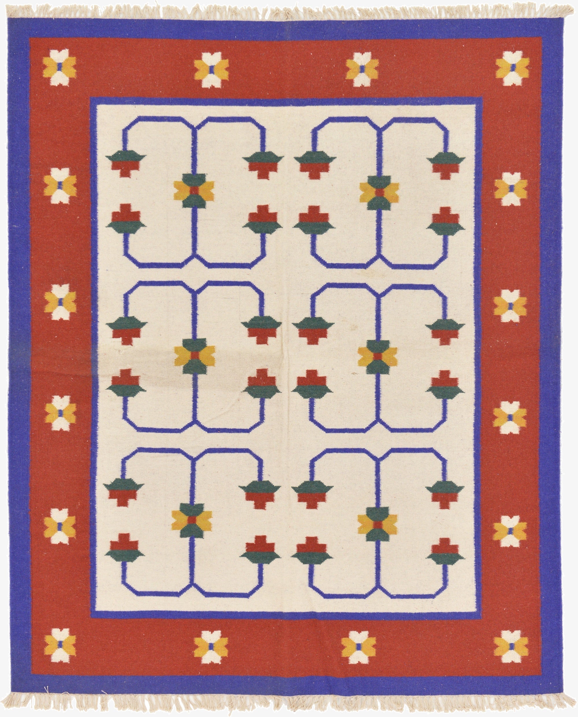  6' 6 x 8' 1  Hand Woven Kilim Dhurrie Wool Rug