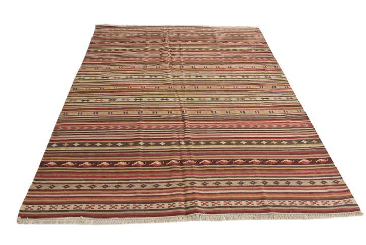 5' 7 x 7' 8 Hand Woven Kilim Fars Wool Rug