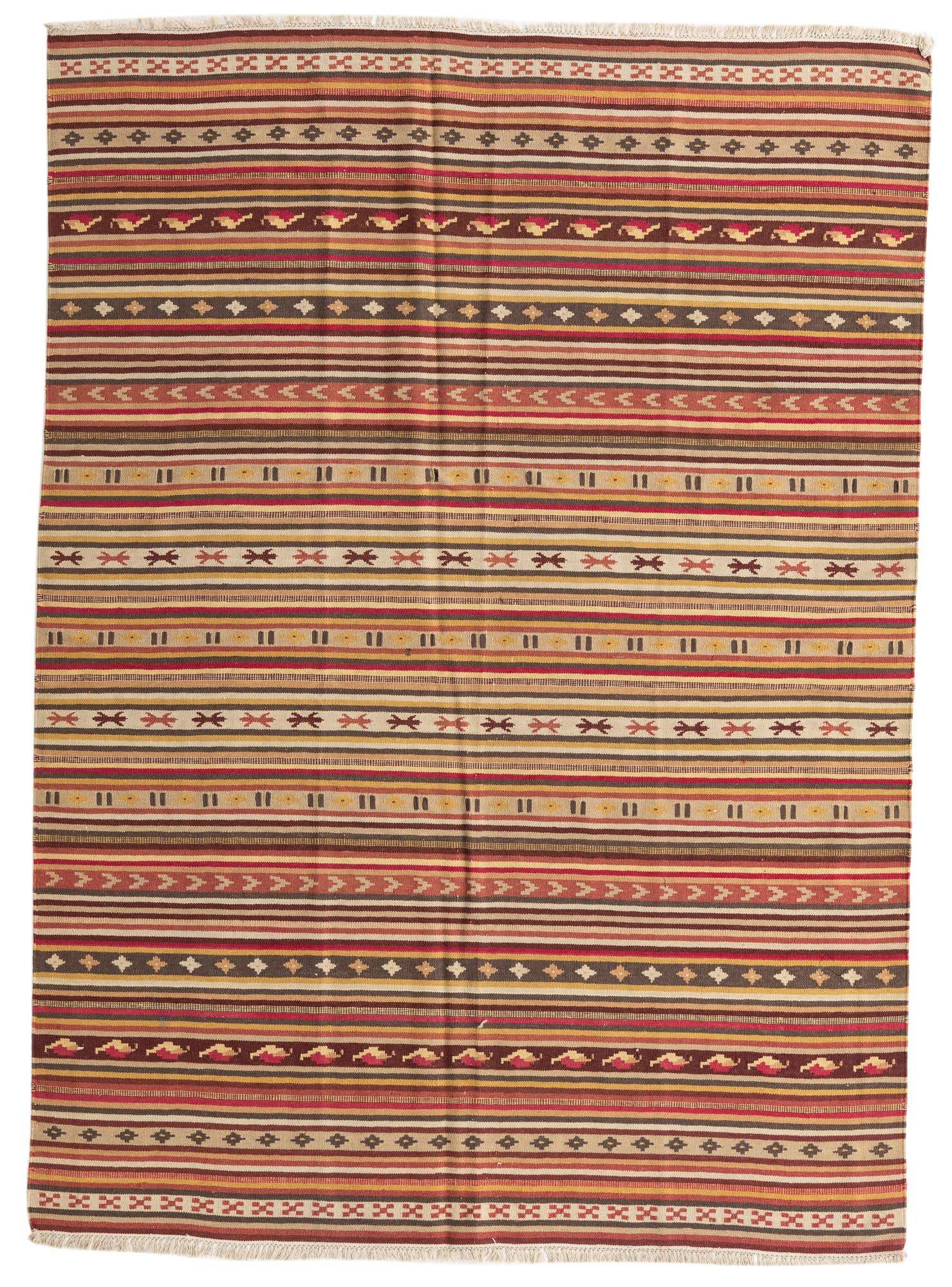 5' 7 x 7' 8 Hand Woven Kilim Fars Wool Rug
