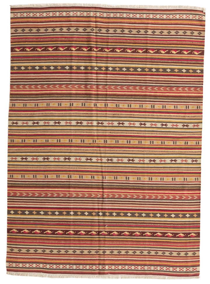 5' 7 x 7' 8 Hand Woven Kilim Fars Wool Rug