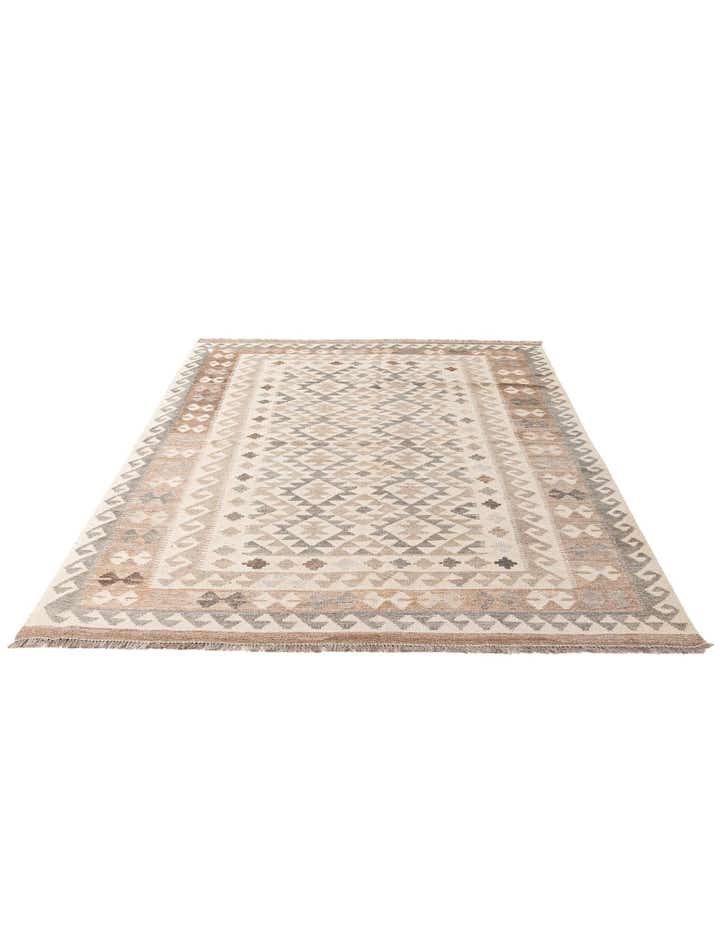 5' 7 x 7' 11 Hand Woven Kilim Maymana Wool Rug