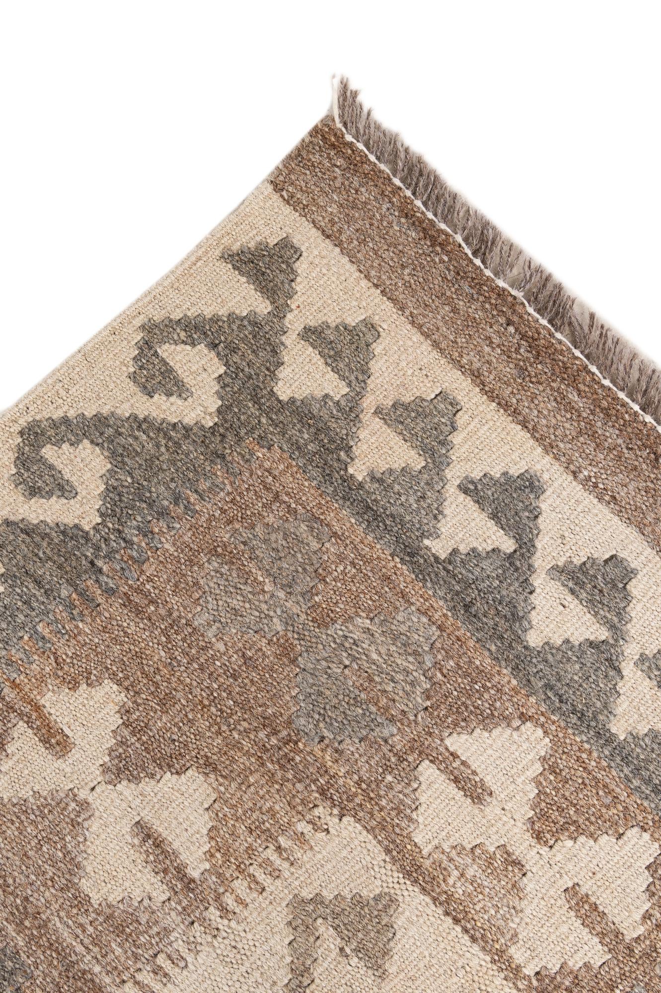 5' 7 x 7' 11 Hand Woven Kilim Maymana Wool Rug