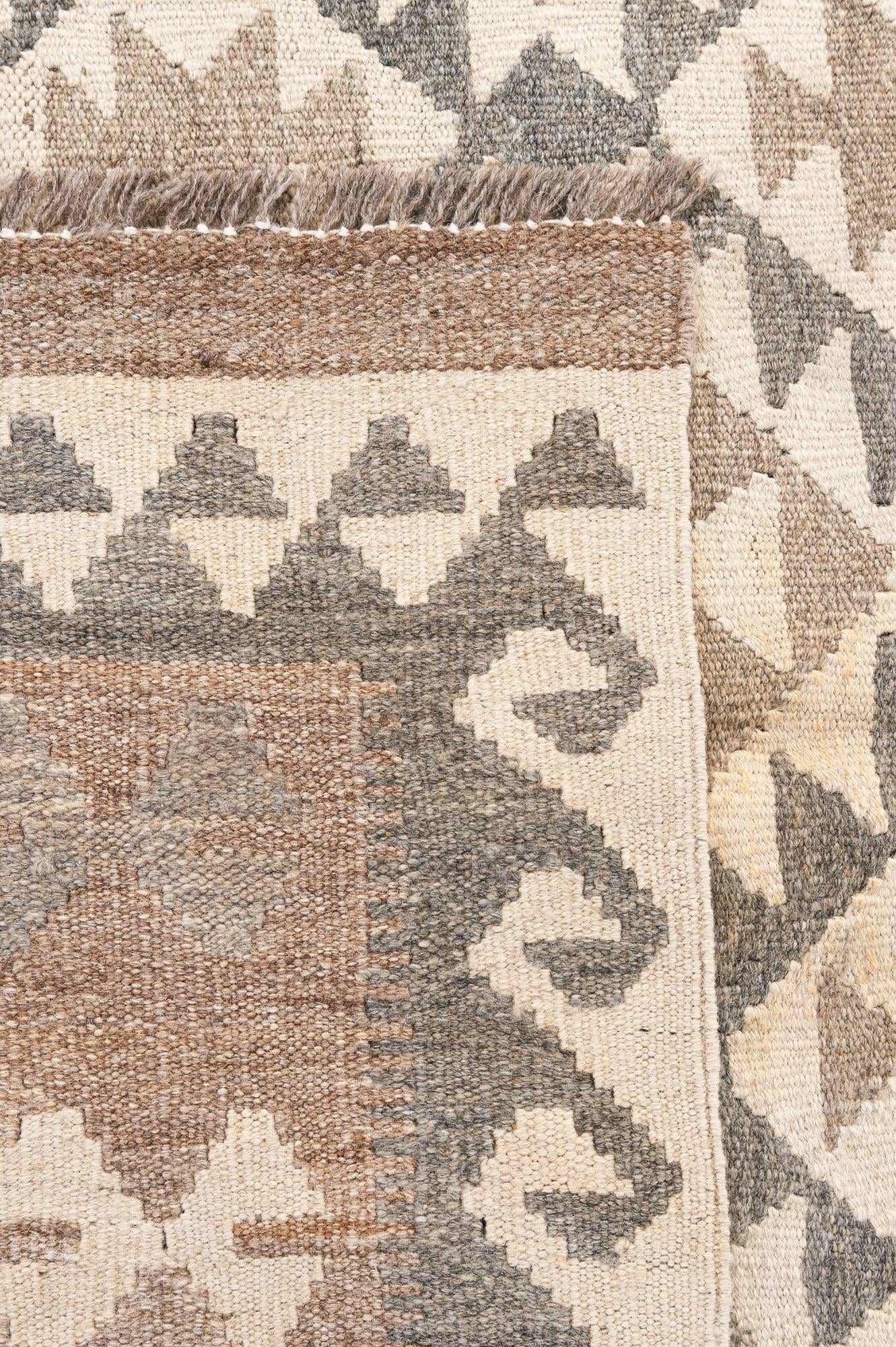 5' 7 x 7' 11 Hand Woven Kilim Maymana Wool Rug