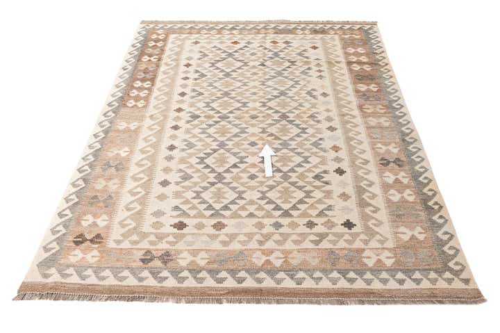 5' 7 x 7' 11 Hand Woven Kilim Maymana Wool Rug