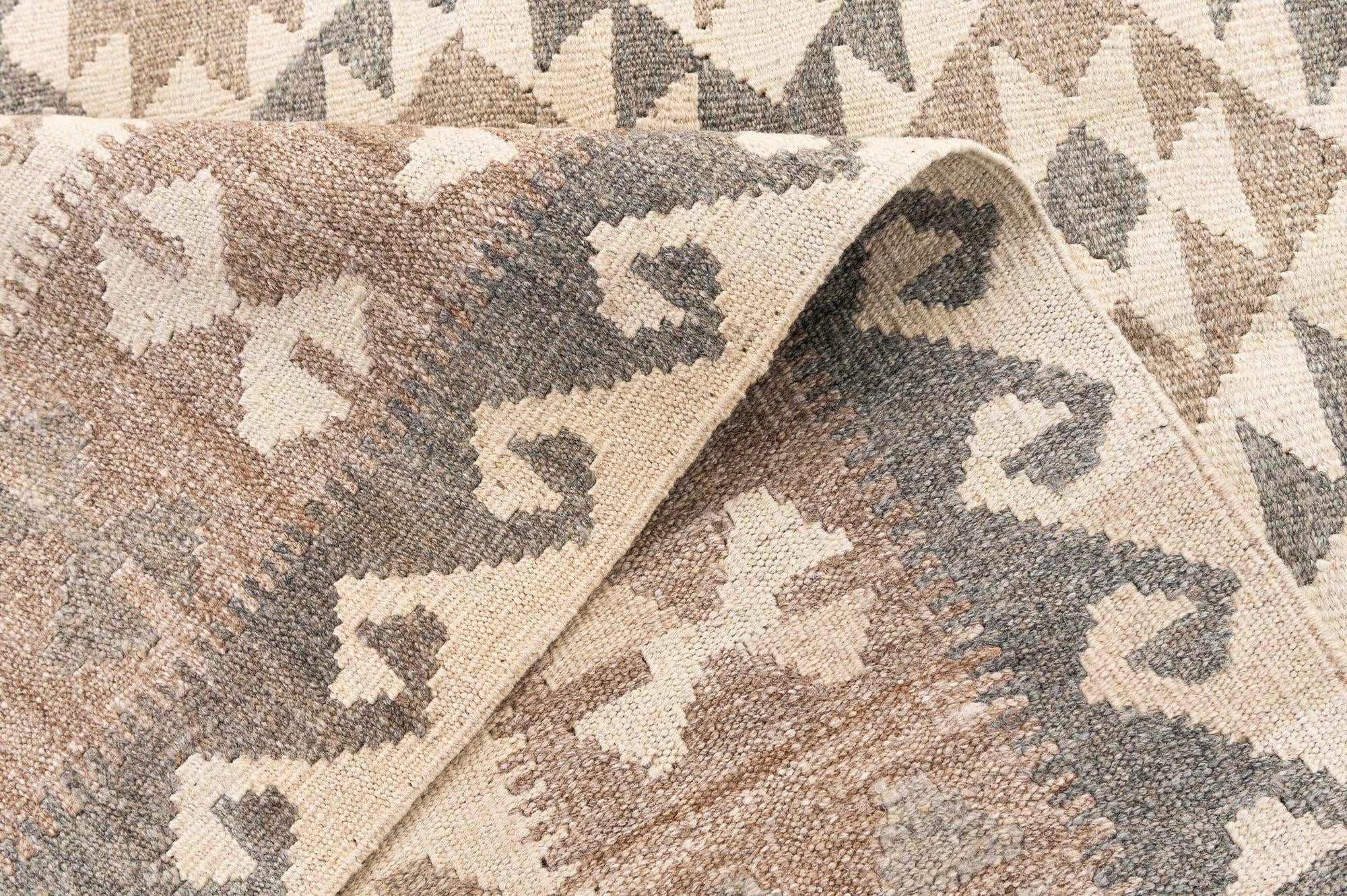 5' 7 x 7' 11 Hand Woven Kilim Maymana Wool Rug