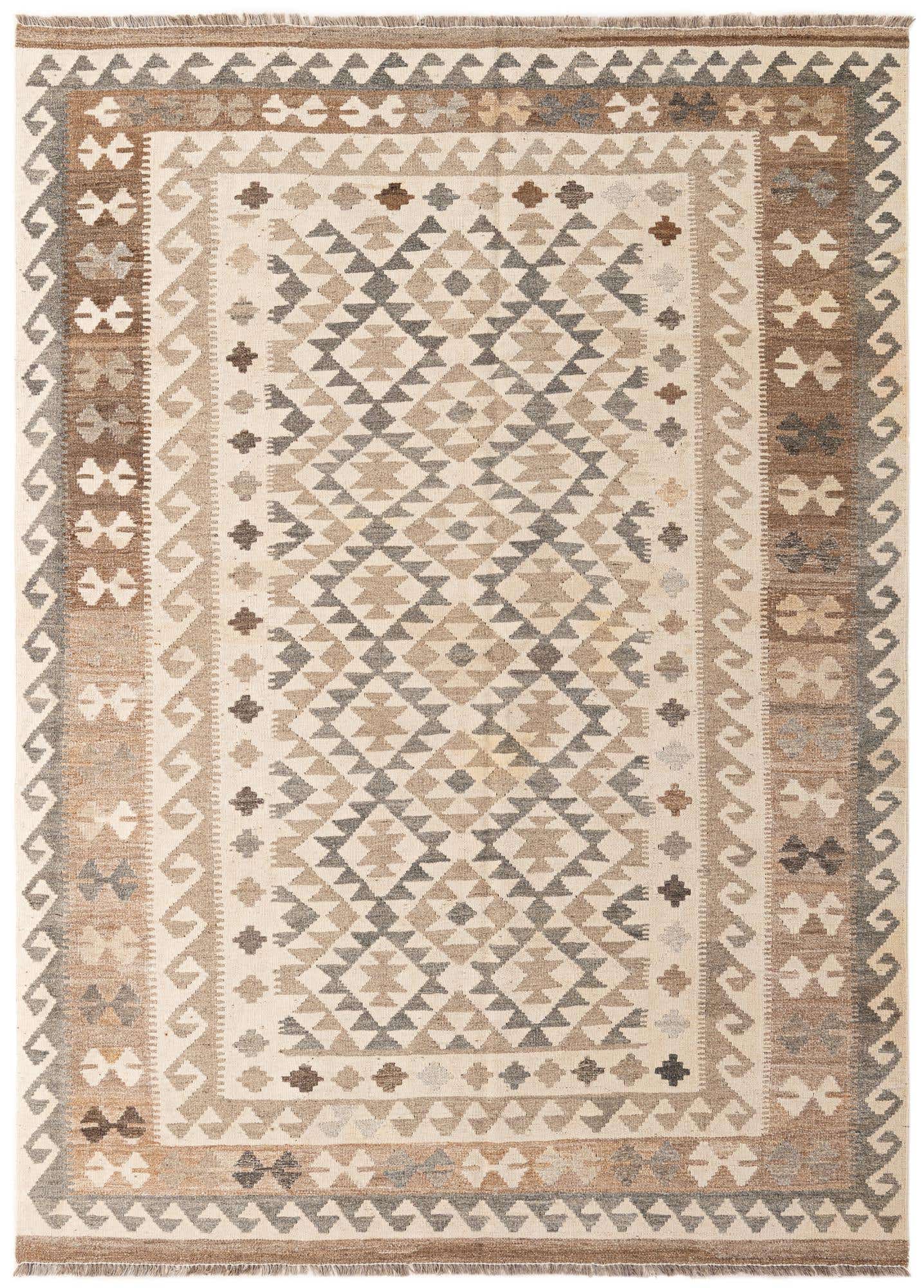 5' 7 x 7' 11 Hand Woven Kilim Maymana Wool Rug