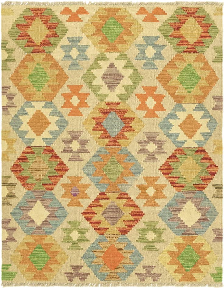 Detail image of 2' 10 x 4' 3 Hand Woven Kilim Maymana Wool Rug