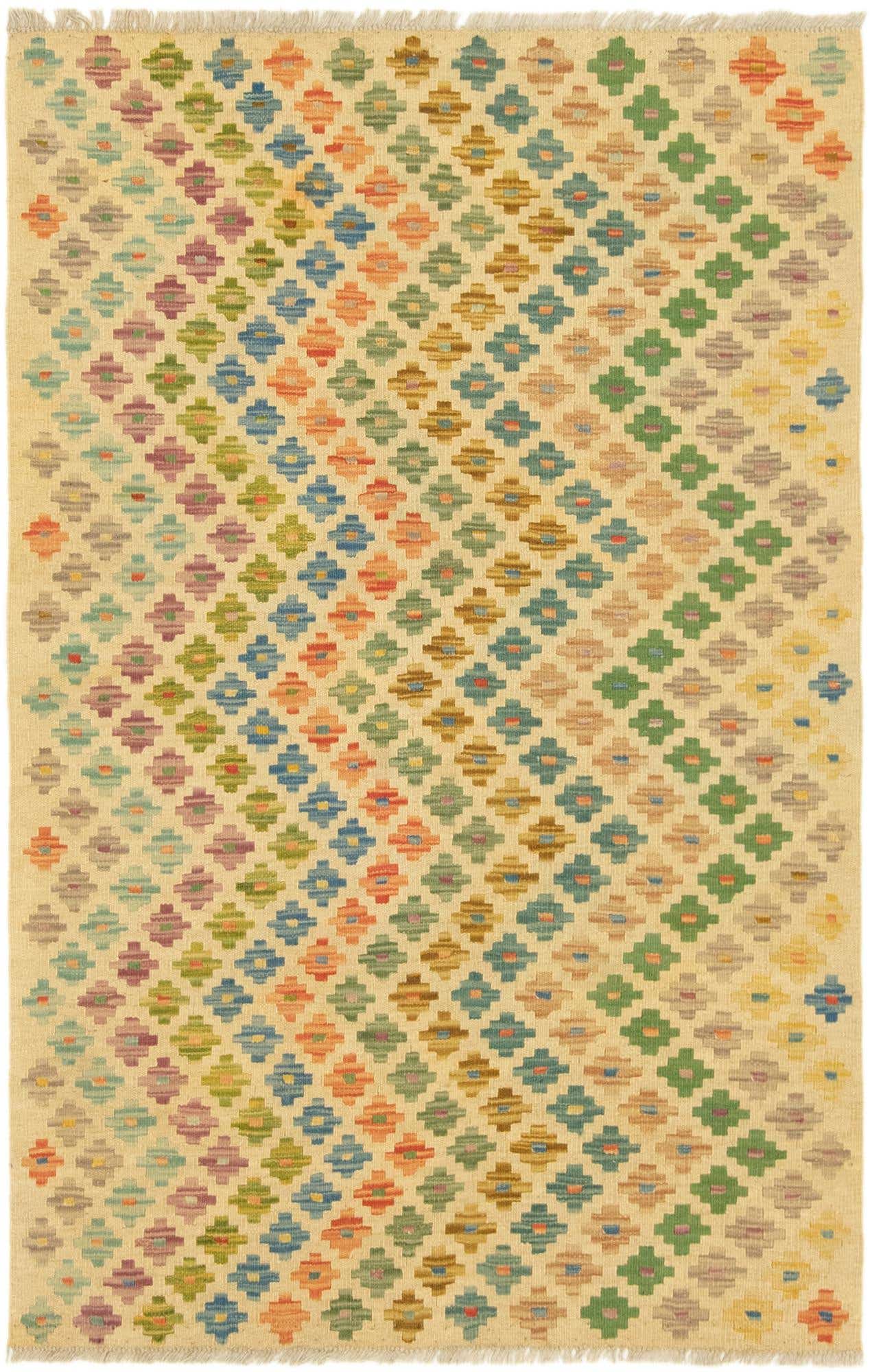 3' 3 x 5' Hand Woven Kilim Maymana Wool Rug