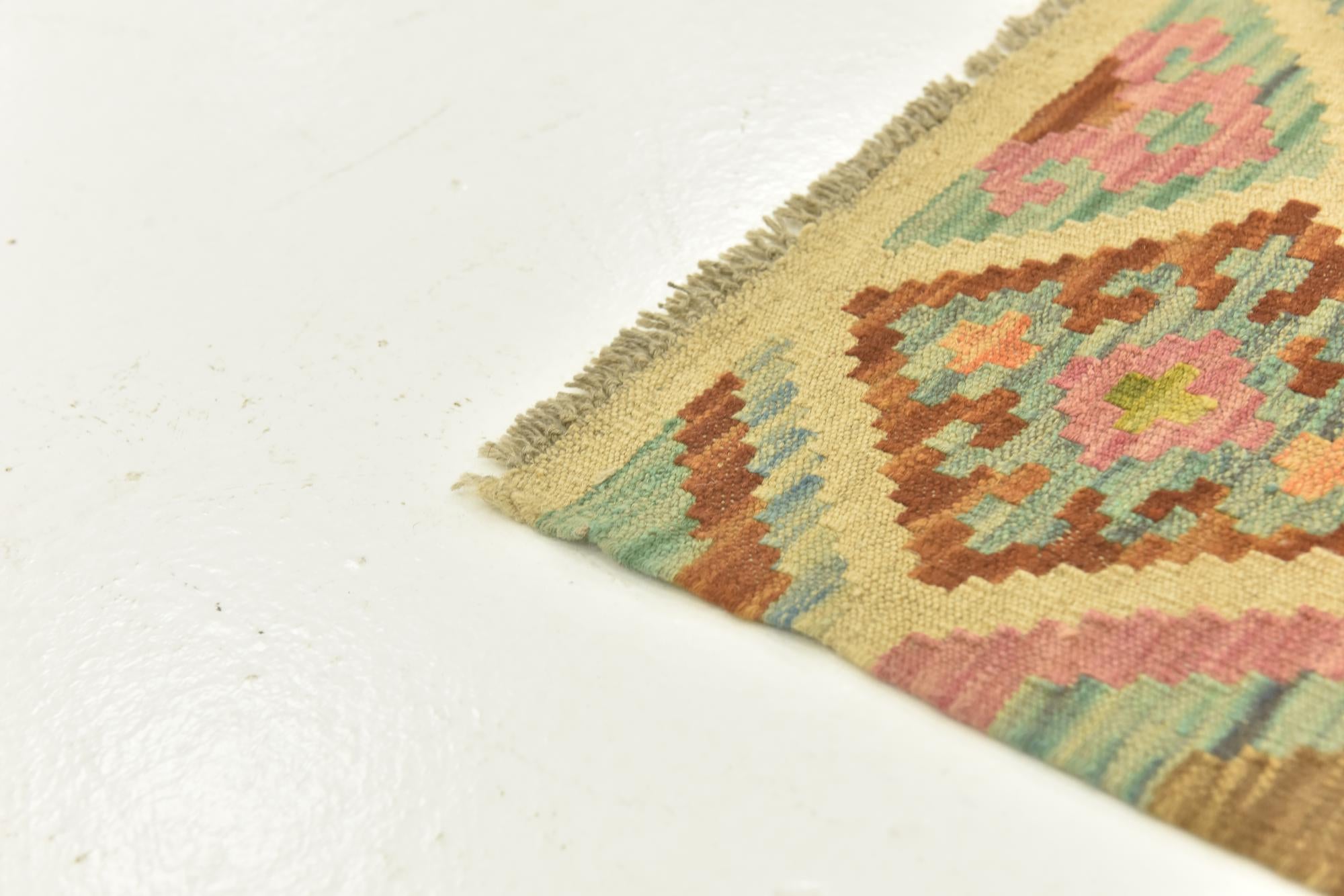 3' 2 x 4' 9 Hand Woven Kilim Maymana Wool Rug
