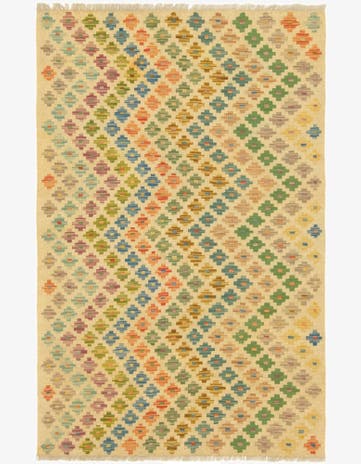 3' 3 x 5' Hand Woven Kilim Maymana Wool Rug