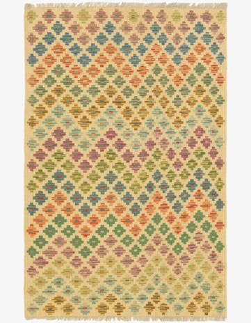 3' 3 x 5' Hand Woven Kilim Maymana Wool Rug