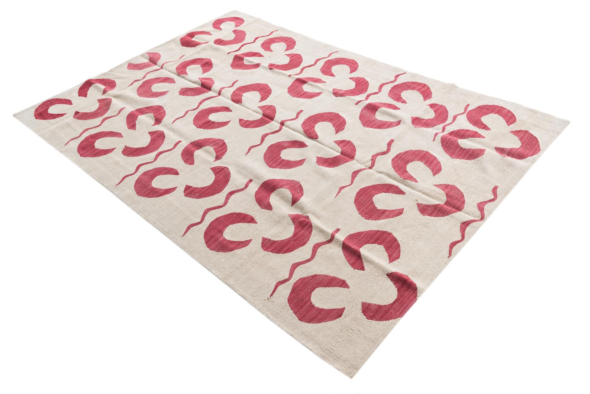 4' 6 x 6' 6 Hand Woven Kilim Modern Wool Rug