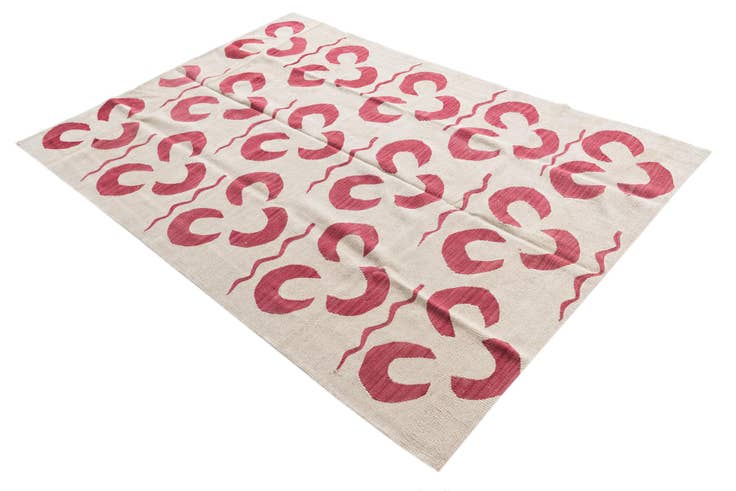 Detail image of 4' 6 x 6' 6 Hand Woven Kilim Modern Wool Rug