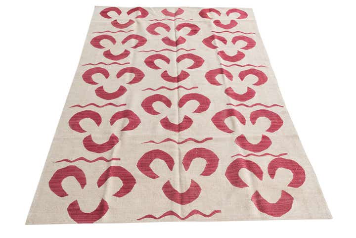 4' 6 x 6' 6 Hand Woven Kilim Modern Wool Rug