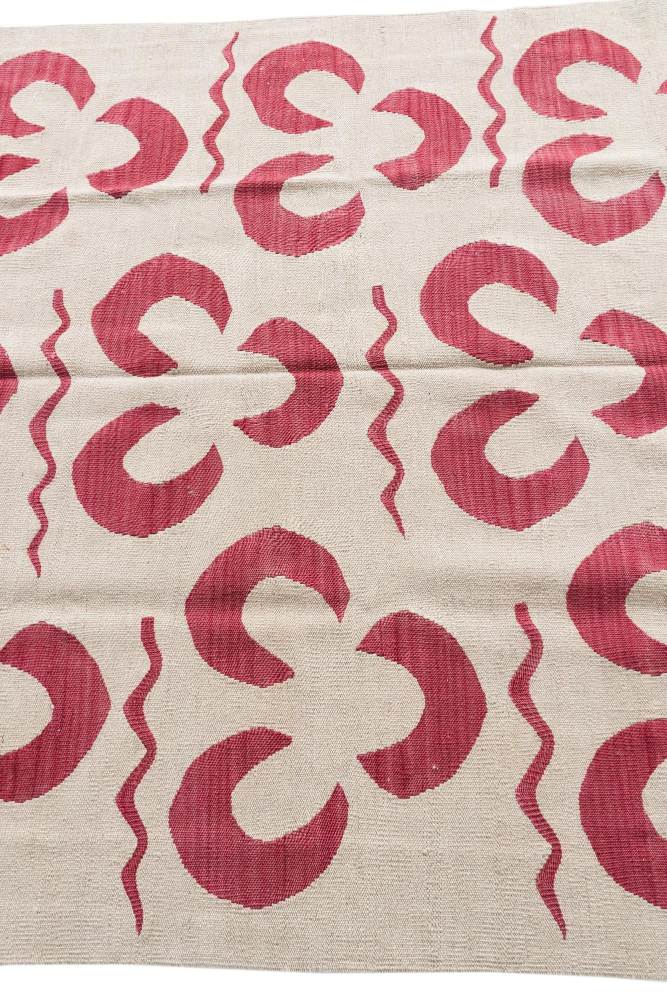 4' 6 x 6' 6 Hand Woven Kilim Modern Wool Rug