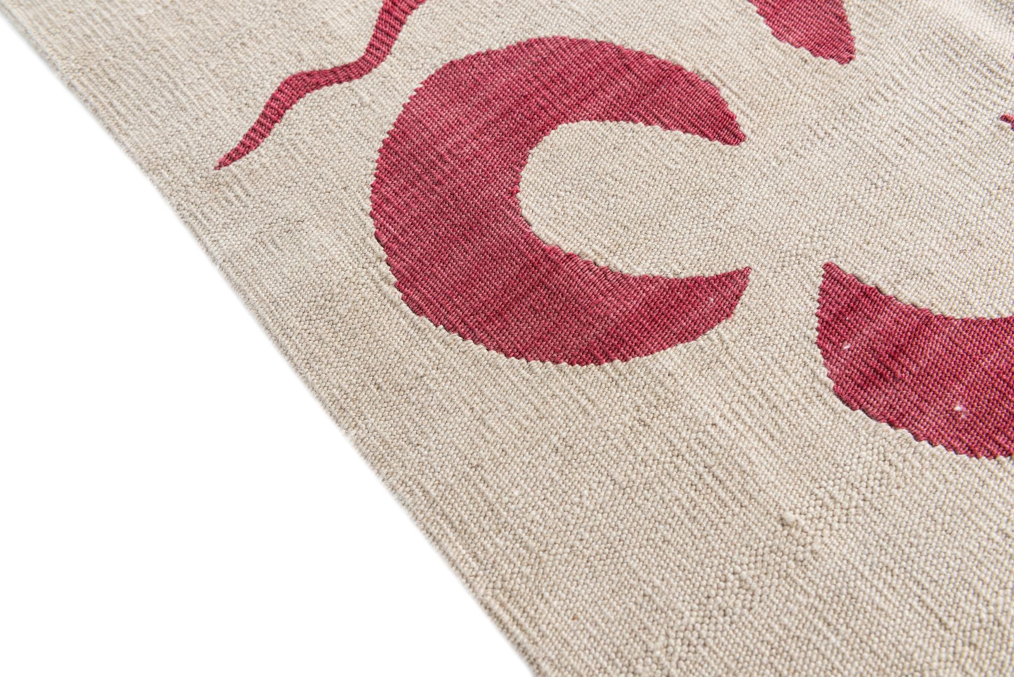 4' 6 x 6' 6 Hand Woven Kilim Modern Wool Rug