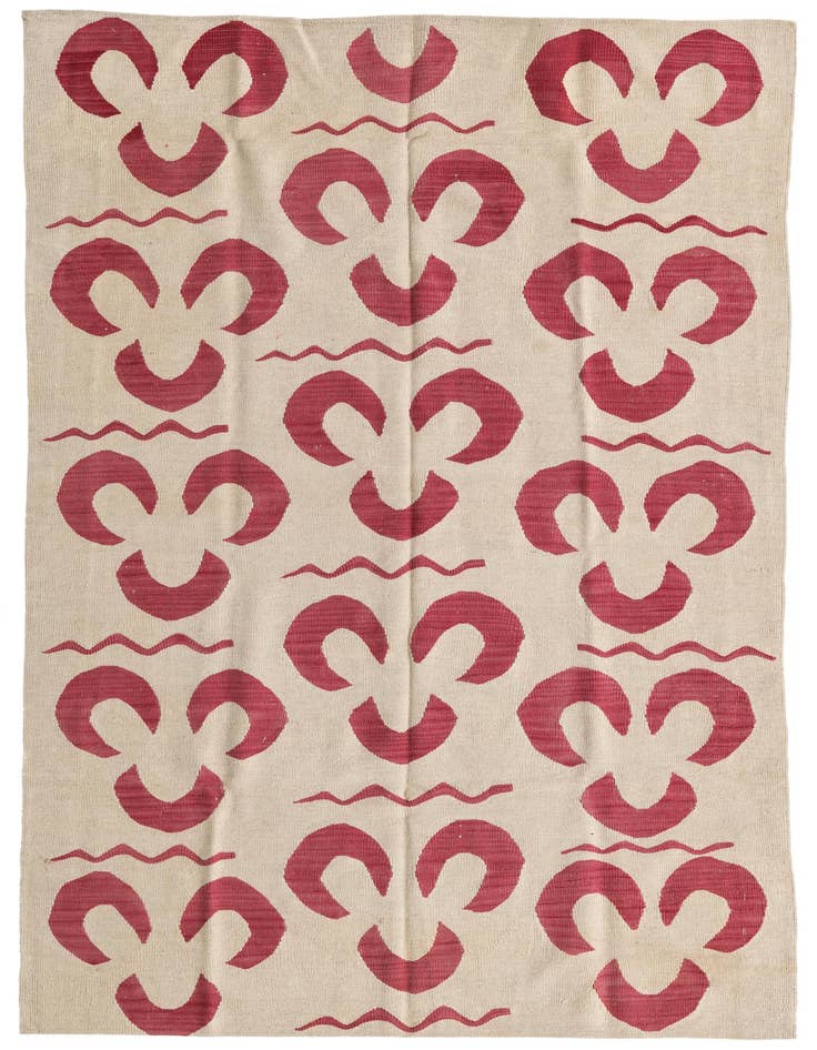 Detail image of 4' 6 x 6' 6 Hand Woven Kilim Modern Wool Rug