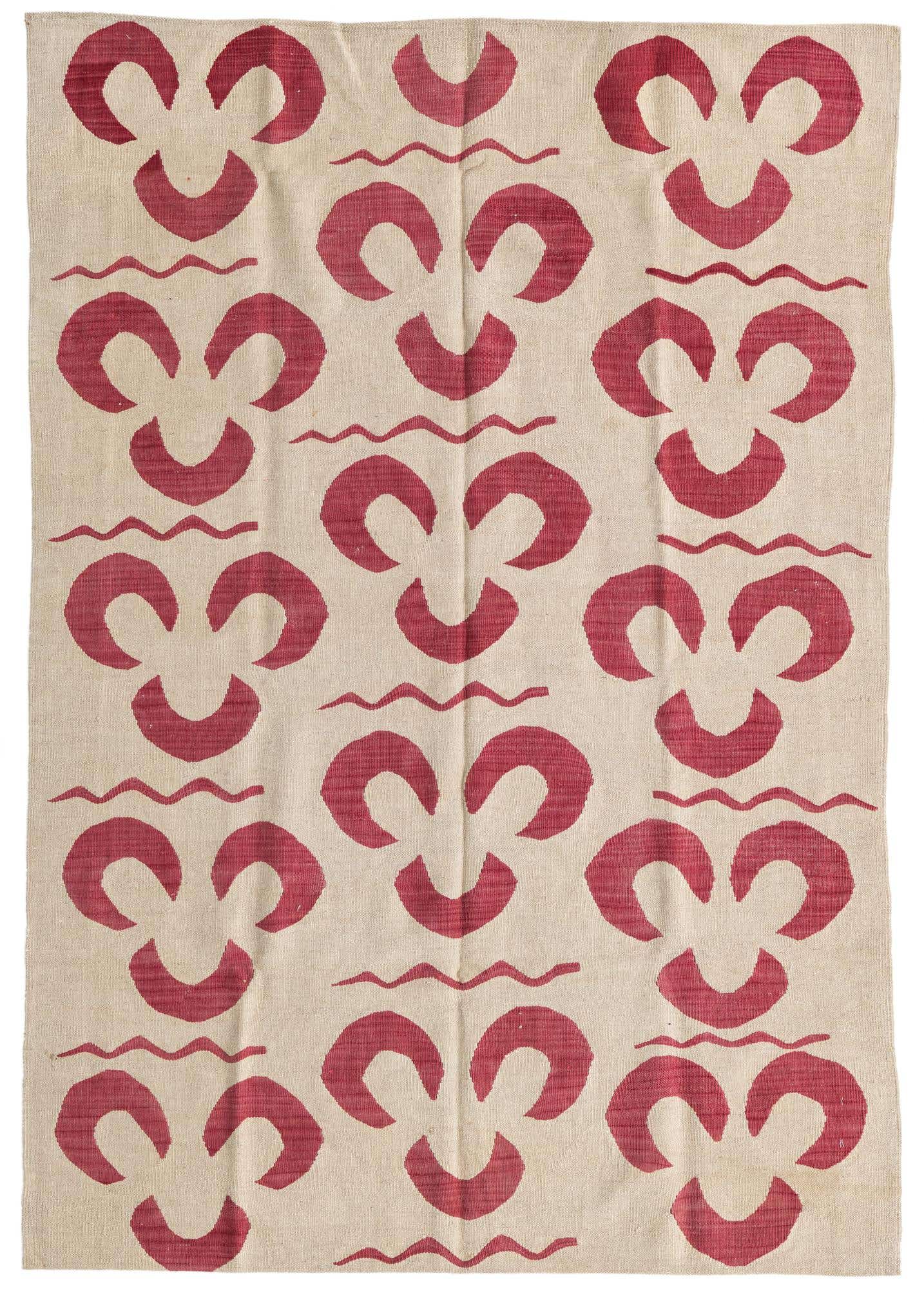 4' 6 x 6' 6 Hand Woven Kilim Modern Wool Rug