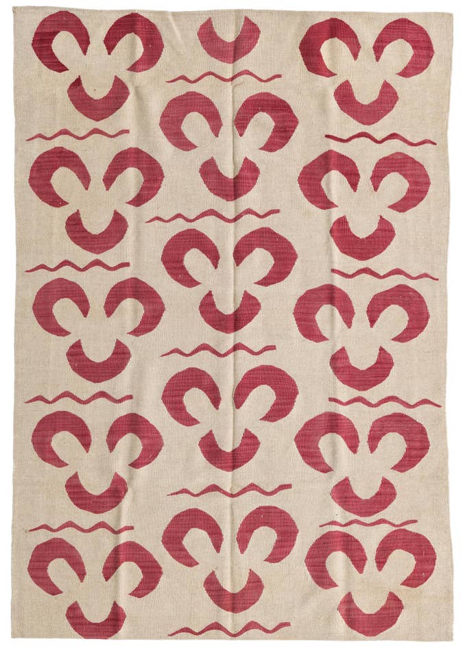 Detail image of 4' 6 x 6' 6 Hand Woven Kilim Modern Wool Rug