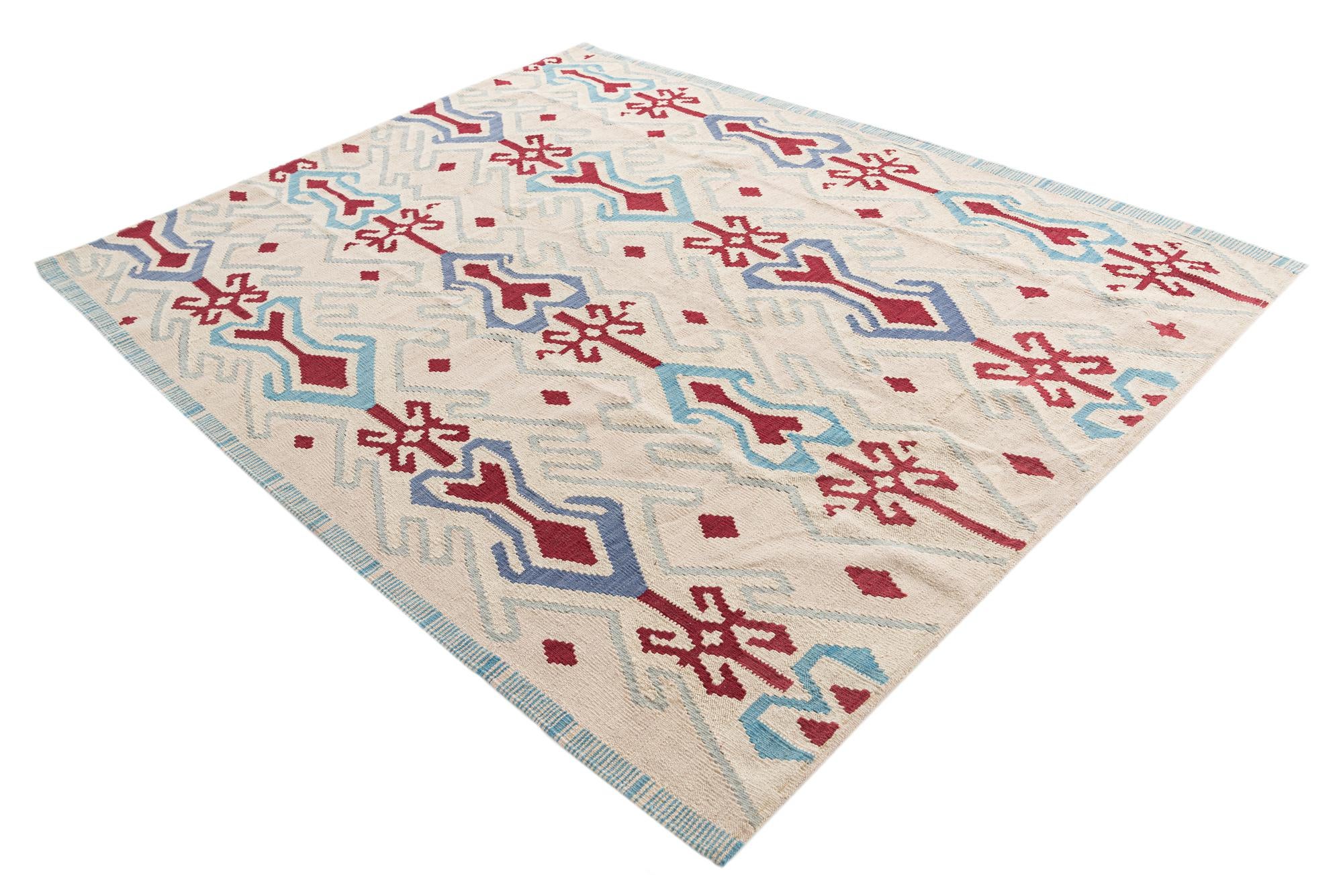 6' x 7' 4 Hand Woven Kilim Modern Wool Rug
