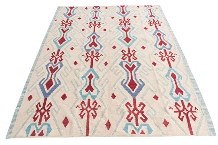 6' x 7' 4 Hand Woven Kilim Modern Wool Rug