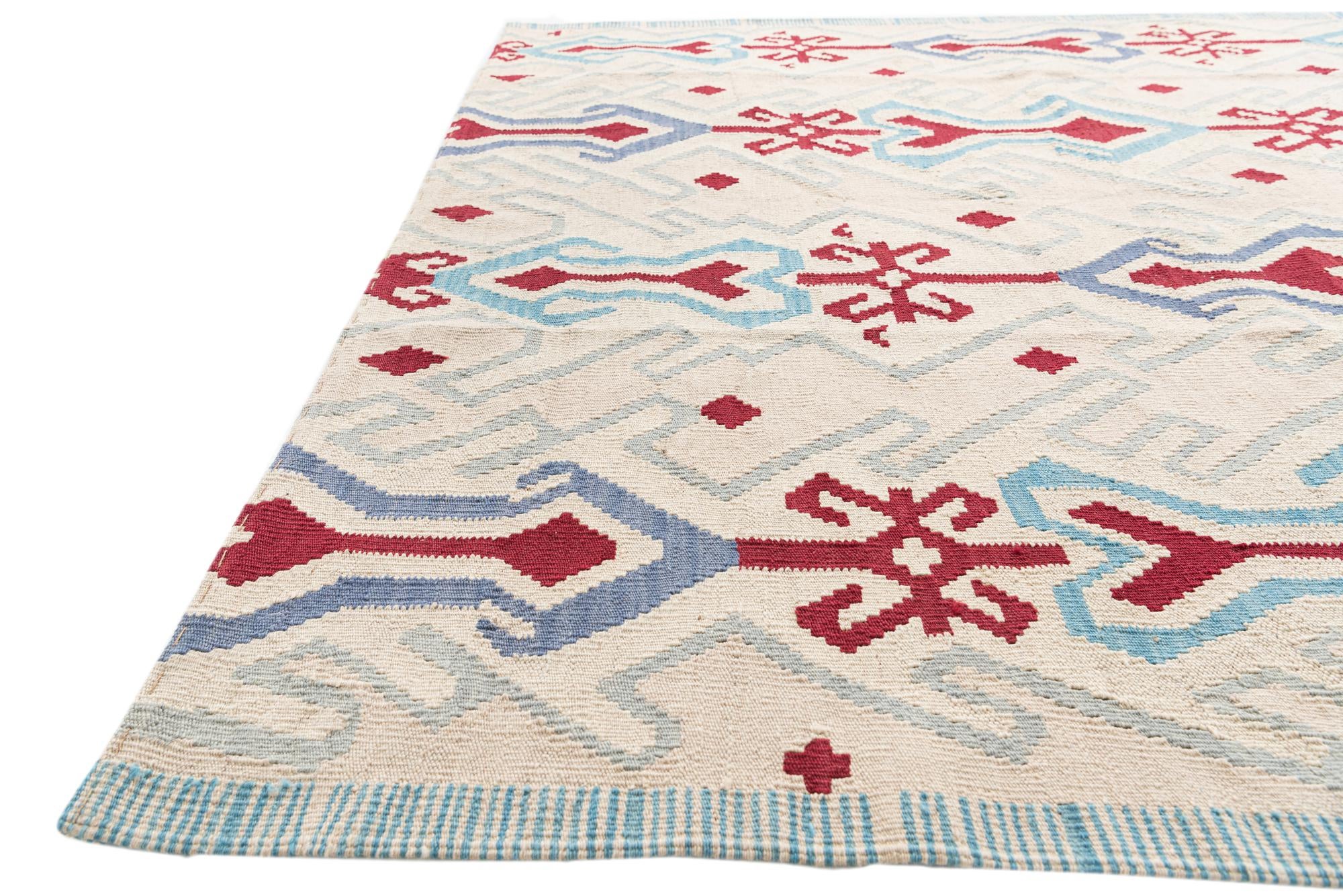 6' x 7' 4 Hand Woven Kilim Modern Wool Rug