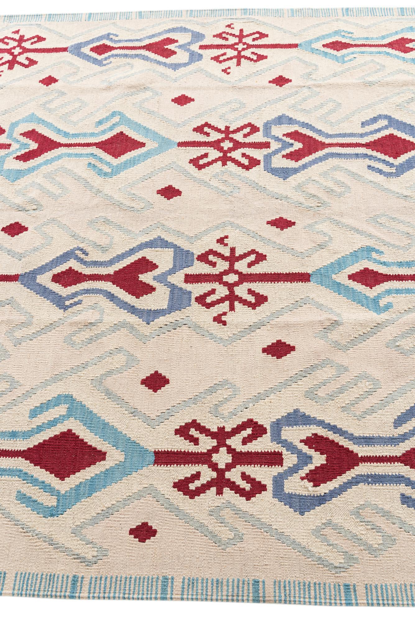 6' x 7' 4 Hand Woven Kilim Modern Wool Rug