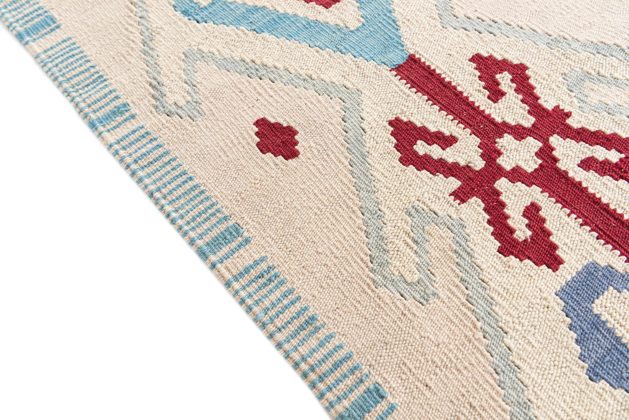 6' x 7' 4 Hand Woven Kilim Modern Wool Rug