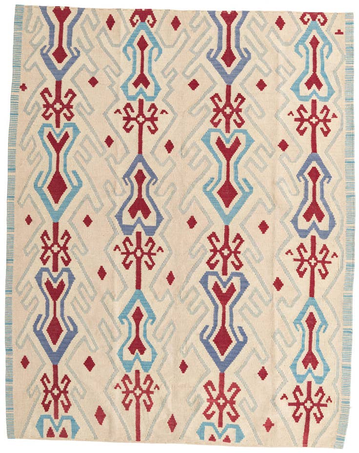 Detail image of 6' x 7' 4 Hand Woven Kilim Modern Wool Rug